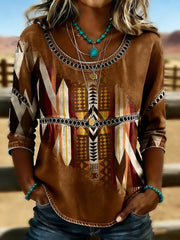 Women's Retro Western Aztec Print Casual Top