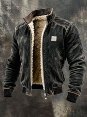 Men's Retro Textured Warm Multi-pocket Outdoor Jacket