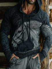 Men's Retro Horse Print Casual Top