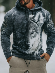 Men's Wolf Art Print Casual Top