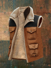 Men's Retro Patchwork Casual Sleeveless Jacket