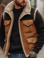 Men's Retro Patchwork Casual Sleeveless Jacket