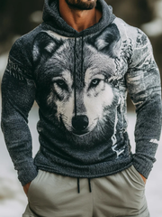 Men's Wolf Art Print Casual Top