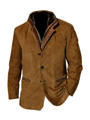 Men's Retro Casual Workwear Patchwork Color Block Jacket