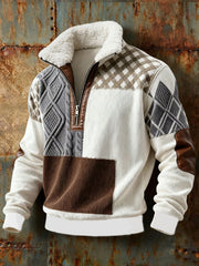 Men's Retro Western Plush Stand Collar Shirt