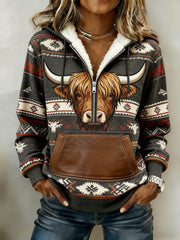 Women's Vintage Western Printed Casual Hoodie