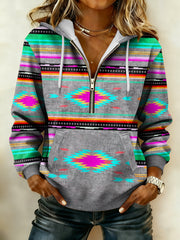 Women's Vintage Western Printed Casual Hoodie