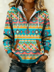 Women's Vintage Western Printed Casual Hoodie