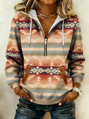 Women's Vintage Western Printed Casual Hoodie