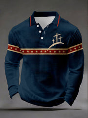 Men's Cross Waffle Print Casual Top