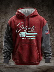 Men's Jesus Cross Flag Oversized Drop-Shoulder Hoodie With Pockets