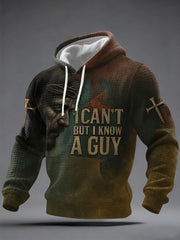 Men's I Can‘t But I Know A Guy Jesus Print Checkered Hoodie