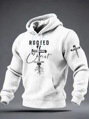 Men's ROOTED IN prist COLOSSIANS 2:7 Checkered Cotton Hoodie