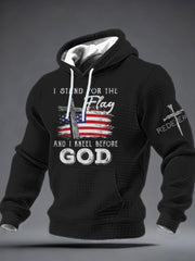 Men's I STAND FOR THE Flag AND I KNEEL BEFORE GOD Checkered Cotton Hoodie