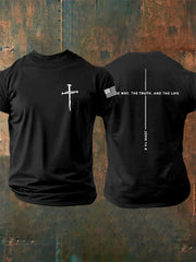 Men's Jesus The Way The Truth The Life John 14:6 Christian Cross Short Sleeve T-shirt