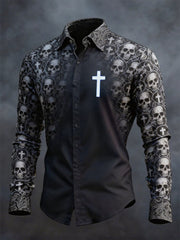 Men's Skull Cross Faith Long Sleeve Shirt