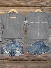 Women's Jesus The Way The Truth The Life John 14:6 Christian Cross Short Sleeve T-Shirt