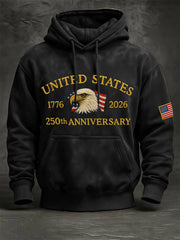 Men's United States Anniversary Print Vintage Hoodie