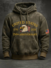 Men's United States Anniversary Print Vintage Hoodie