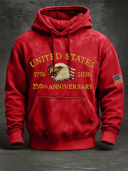 Men's United States Anniversary Print Vintage Hoodie
