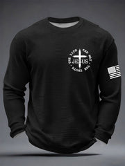 Men's Jesus The Way The Truth The Life John 14:6 Christian Cross Waffle Long Sleeve T-Shirt