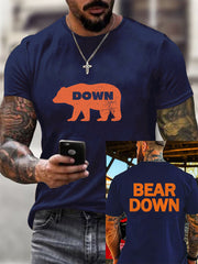 Men's Bear Down Print Football Fans Gameday Casual Tee