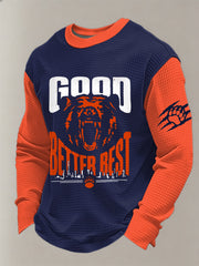 Men's Good Better Best Print Gift For Football Fans Gameday Casual Waffle Long Sleeve T-Shirt