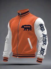 Men's Good Better Best Print Football Fans Gameday Casual Zipper Jacket