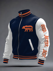 Men's Good Better Best Print Football Fans Gameday Casual Zipper Jacket