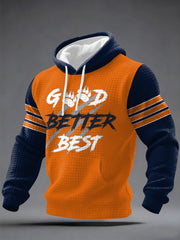 Men's Good Better Best Print Football Fans Gameday Casual Checkered Hoodie