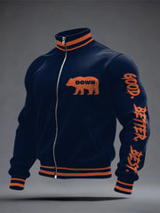Men's Good Better Best Print Football Fans Gameday Casual Zipper Jacket