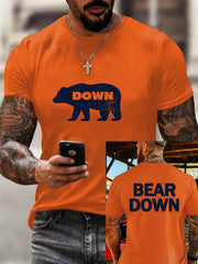 Men's Bear Down Print Football Fans Gameday Casual Tee