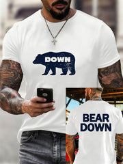 Men's Bear Down Print Football Fans Gameday Casual Tee