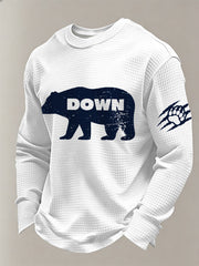 Men's Bear Down Football Fans Gameday Casual Waffle Long Sleeve T-Shirt