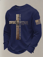 Men's Jesus The Way The Truth The Life John 14:6 Cross Waffle Long Sleeve T-Shirt