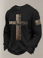 Men's Jesus The Way The Truth The Life John 14:6 Cross Waffle Long Sleeve T-Shirt