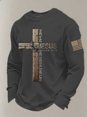 Men's Jesus The Way The Truth The Life John 14:6 Cross Waffle Long Sleeve T-Shirt