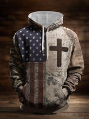 Men's Cross Camouflage Camouflage Oversized Drop-Shoulder Hoodie With Pockets