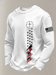 Men's Faith Cross Flag Waffle Long Sleeve T-Shirt