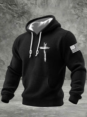 Men's It’s Not Religion It’s A Relationship Jesus Cross Checkered Cotton Hoodie