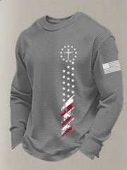 Men's Faith Cross Flag Waffle Long Sleeve T-Shirt