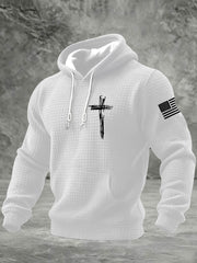 Men's It’s Not Religion It’s A Relationship Jesus Cross Checkered Cotton Hoodie