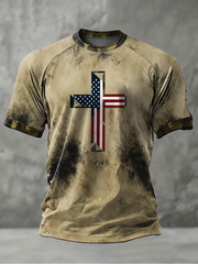 Men's Flag Cross Camouflage Short Sleeves T-shirt
