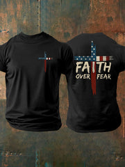 Men's Faith Over Fear Print Casual Short Sleeve T-Shirt