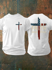 Men's Faith Over Fear Print Casual Short Sleeve T-Shirt