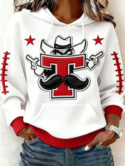 Women's Football Print Large-sized Hooded Sweatshirt