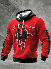 Men's Football Print Checkered Cotton Hoodie