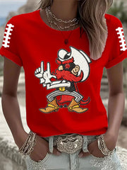 Women's Retro Football Print Short-sleeved T-shirt