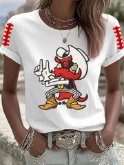 Women's Retro Football Print Short-sleeved T-shirt