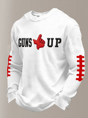 Men's Guns UP Football Print Waffle Long Sleeve T-Shirt